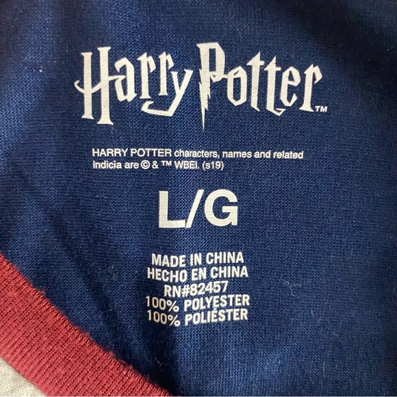 Harry Potter Mischief Managed Gray Blue Red T Shirt Womens Size L Long Sleeve - Picture 2 of 7
